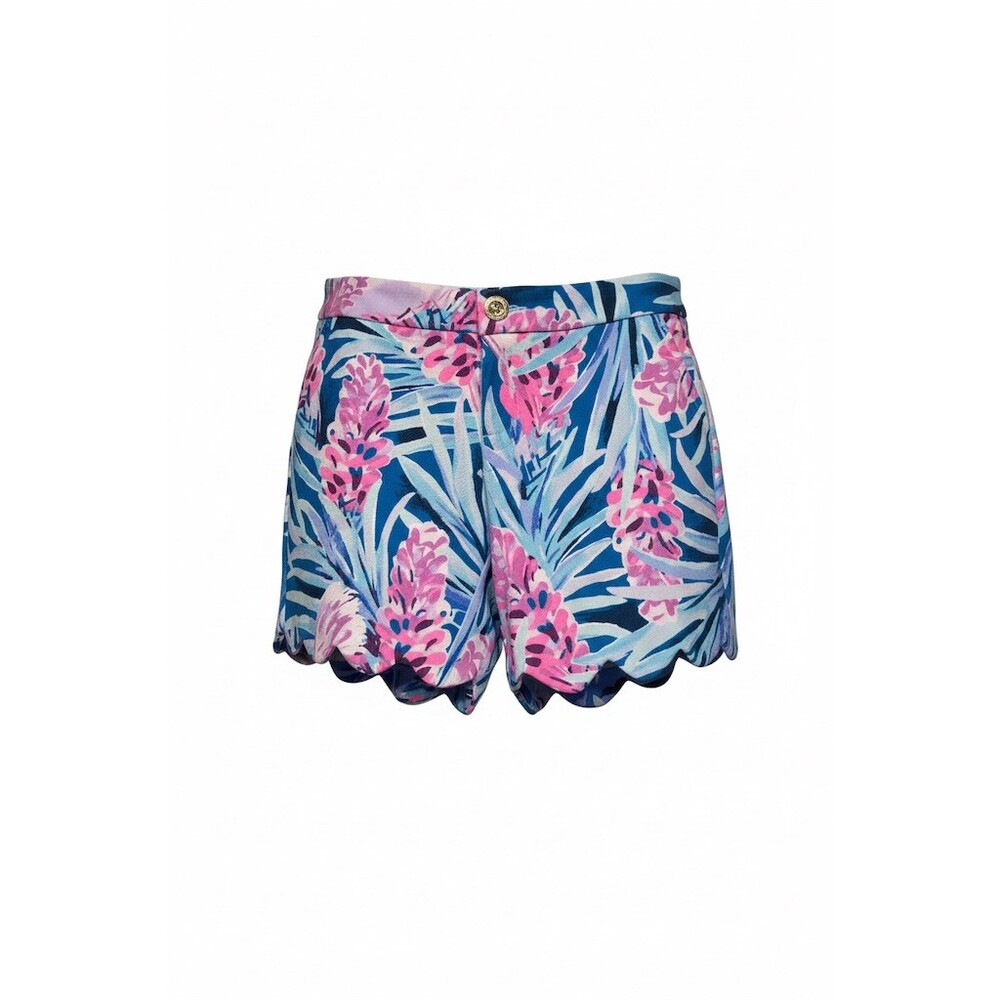 Lilly Pulitzer Buttercup Knit Shorts Womens Size 0 Multicolor Scallop Hem - Picture 2 of 6